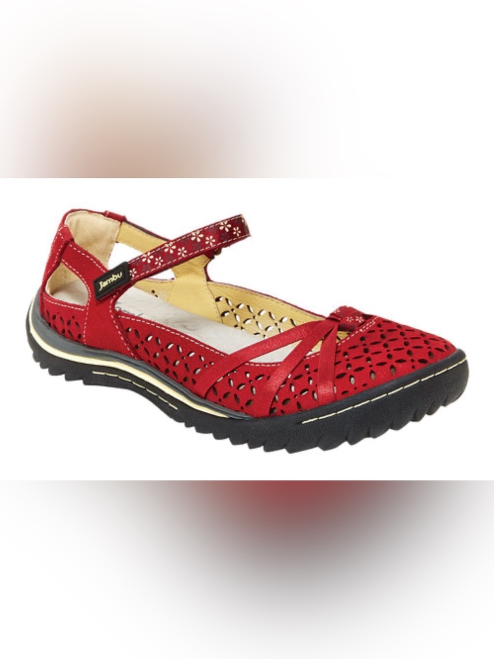 Jambu Cherry Blossom Mary Jane Shoes Red Leather Floral Comfortable Fall Cute 9